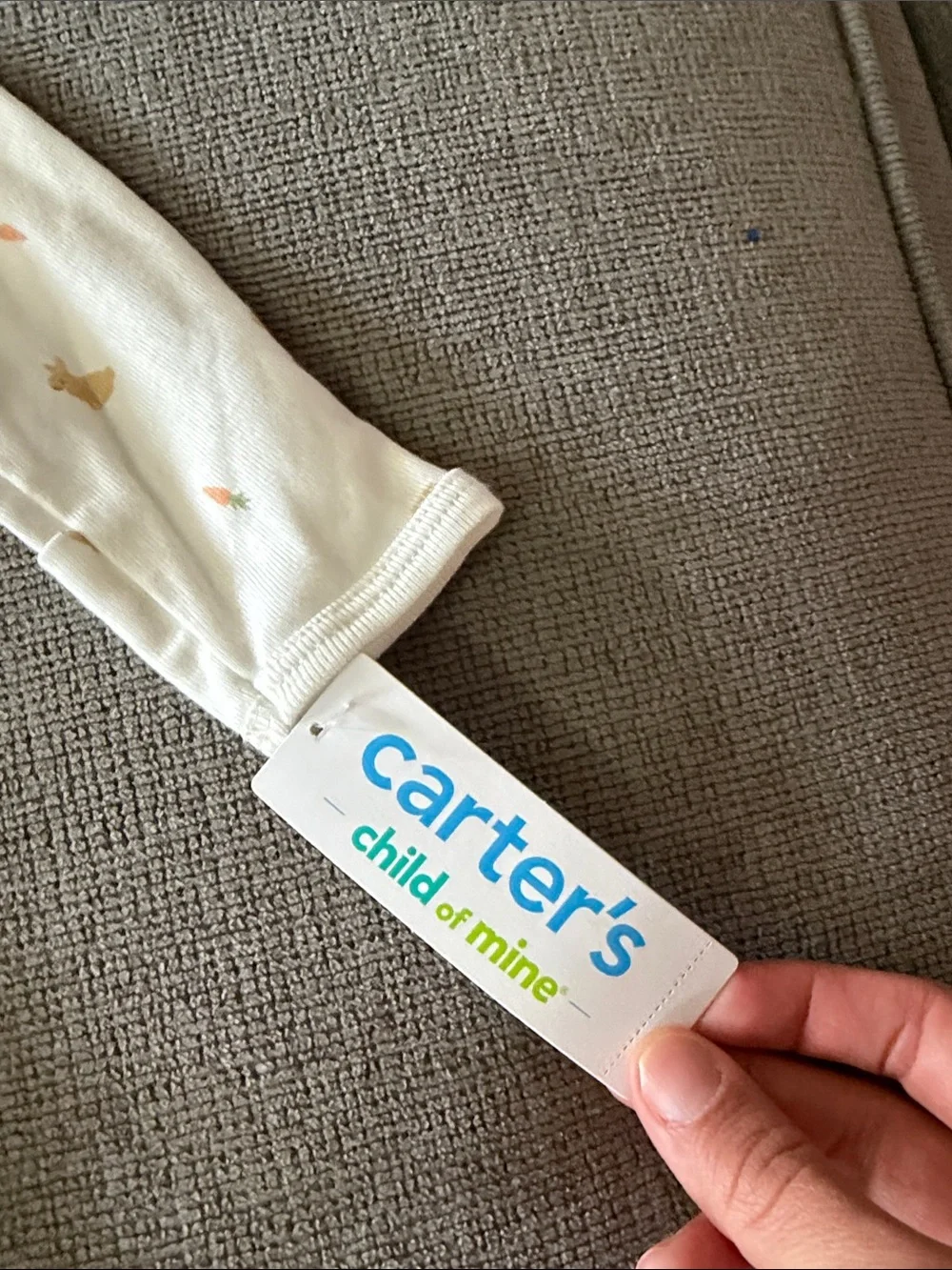 Carter's Cream Footed One-Piece with Bunny & Carrot Print